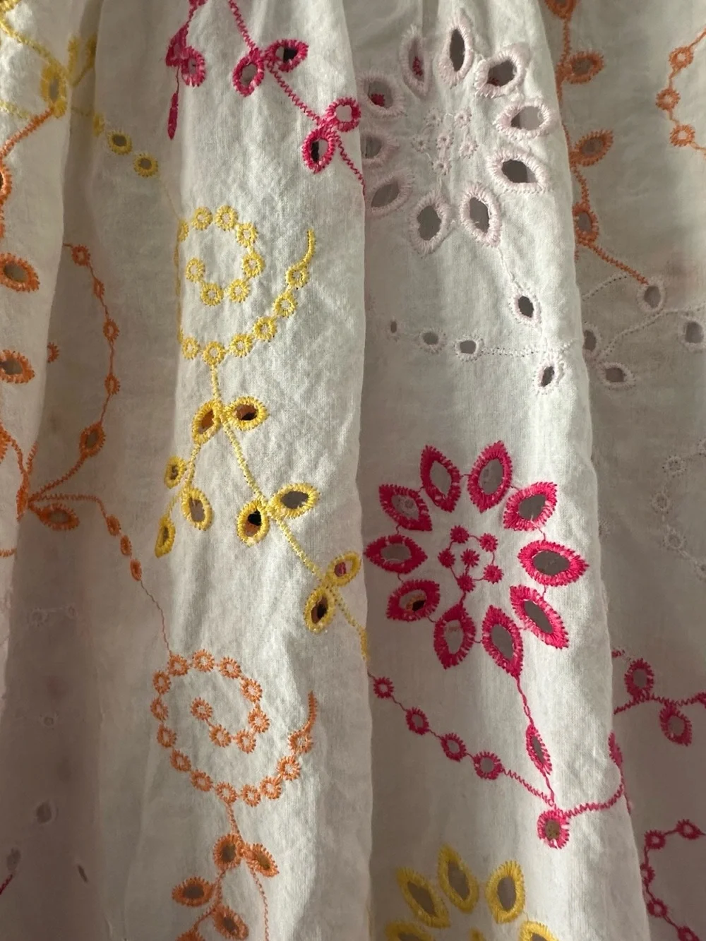 MAEVE White Embroidered Peasant Blouse with Pink & Yellow Floral Accents